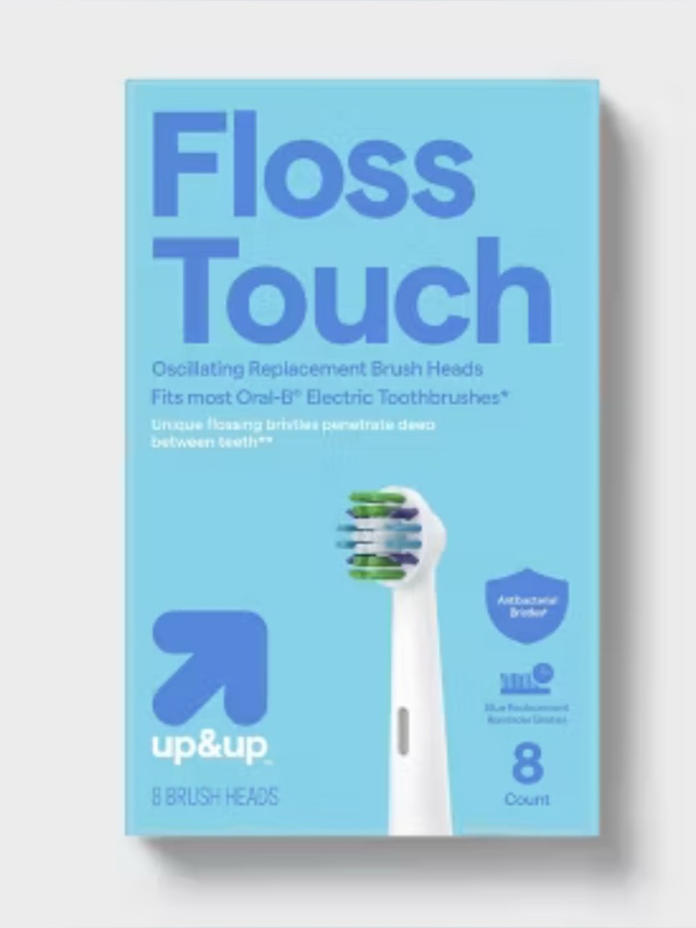 Floss Touch Replacement Brush (8) Heads - Blue & Green